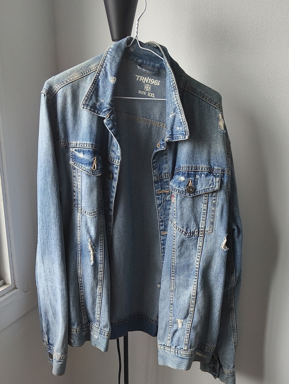 TRN1961 Men's Light Blue Distressed Denim Jacket